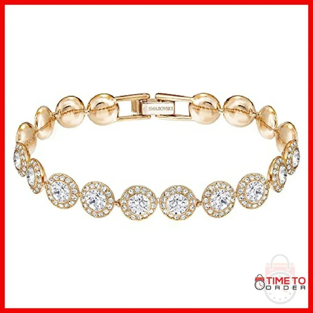 White Crystal Tennis Bracelet Rose Gold Tone 6.38 Inch